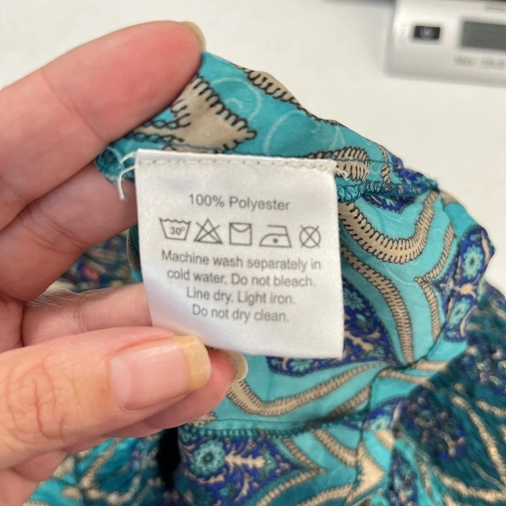 Earthbound Trading Shorts Size L Teal Blue Smocked Waist Boho Festival‎ Peacock